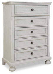 Robbinsdale Antique White Twin over Full Bunk Bed, Dresser and Chest - B742B32
