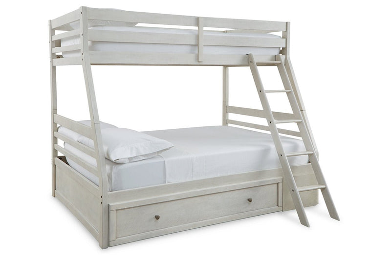 Robbinsdale Antique White Twin over Full Bunk Bed with Storage - Gate FurnitureBunk Bed