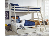 Robbinsdale Antique White Twin over Full Bunk Bed with Storage - Gate FurnitureBunk Bed