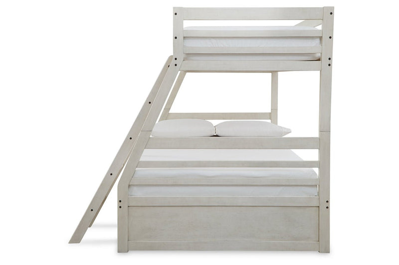 Robbinsdale Antique White Twin over Full Bunk Bed with Storage - Gate FurnitureBunk Bed
