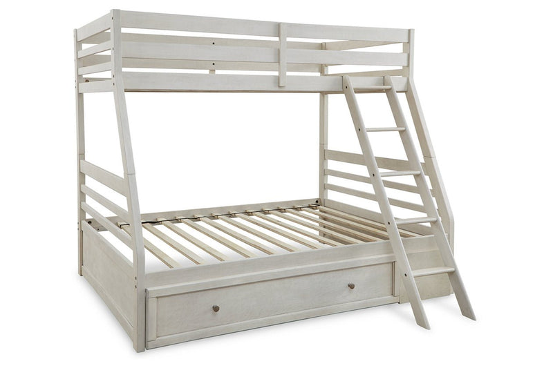 Robbinsdale Antique White Twin over Full Bunk Bed with Storage - Gate FurnitureBunk Bed