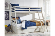 Robbinsdale Antique White Twin over Full Bunk Bed with Storage - Gate FurnitureBunk Bed