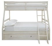 Robbinsdale Antique White Twin over Full with Storage and Mattresses - B742B39