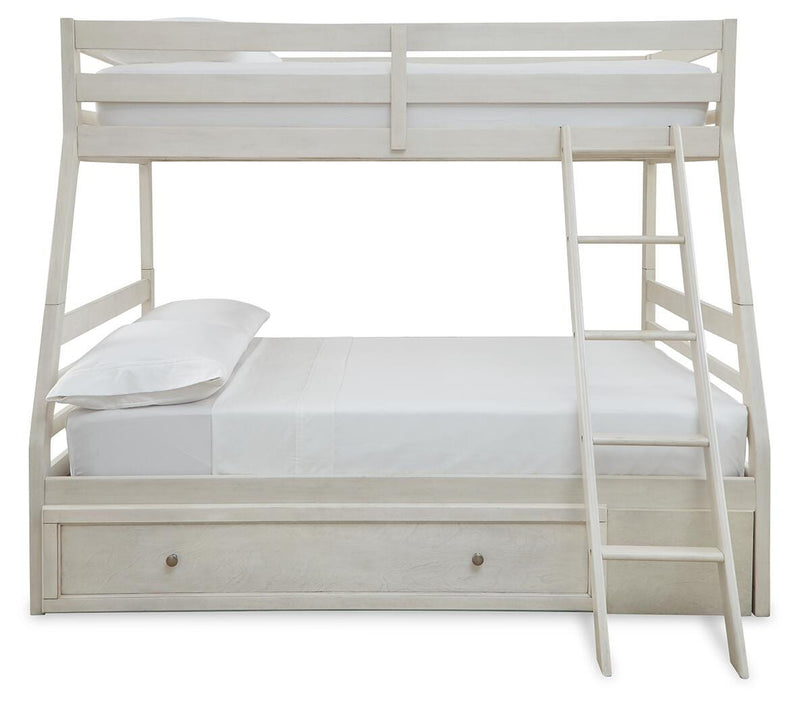 Robbinsdale Antique White Twin over Full with Storage and Mattresses - B742B39