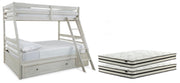Robbinsdale Antique White Twin over Full with Storage and Mattresses - B742B39