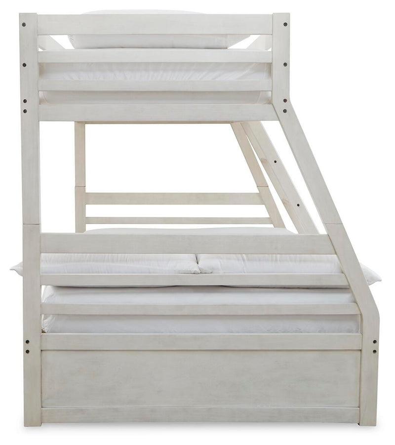 Robbinsdale Antique White Twin over Full with Storage and Mattresses - B742B39