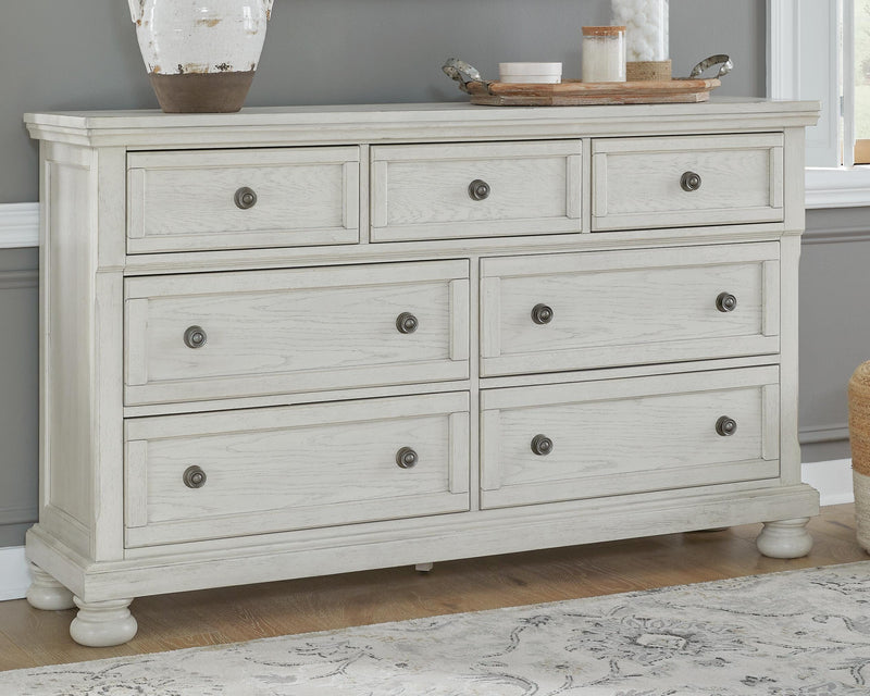 Robbinsdale Antique White Twin Sleigh Storage Bed and Dresser - B742B26