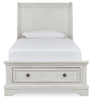 Robbinsdale Antique White Twin Sleigh Storage Bed and Dresser - B742B26