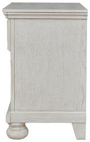 Robbinsdale Antique White Twin Storage Bed, Dresser, Mirror and Nightstand - B742B36