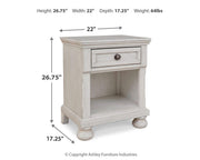 Robbinsdale Antique White Twin Storage Bed, Dresser, Mirror and Nightstand - B742B36