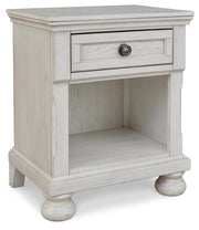 Robbinsdale Antique White Twin Storage Bed, Dresser, Mirror and Nightstand - B742B36