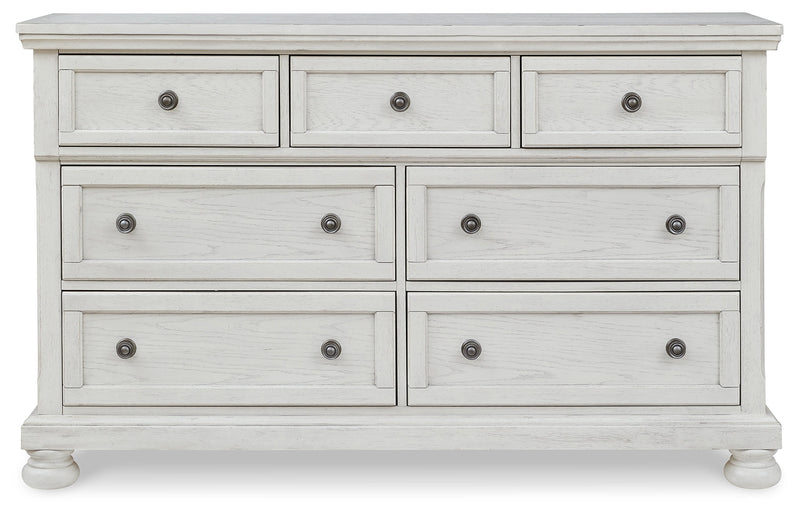 Robbinsdale California King Sleigh Bed with Storage with Dresser in Antique White - PKG010777