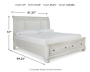 Robbinsdale California King Sleigh Bed with Storage with Mirrored Dresser in Antique White from Ashley - Luna Furniture
