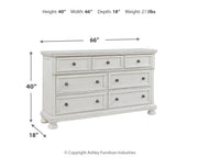 Robbinsdale California King Sleigh Bed with Storage with Mirrored Dresser in Antique White from Ashley - Luna Furniture