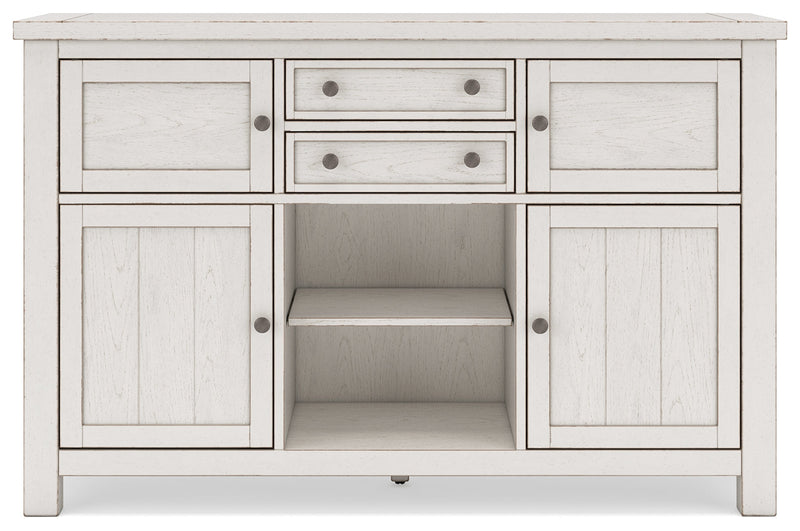 Robbinsdale Antique White Counter Height Dining Table and 10 Barstools and Storage from Ashley - Luna Furniture