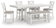 Robbinsdale Counter Height Dining Table and 4 Barstools and Bench in Antique White from Ashley - Luna Furniture