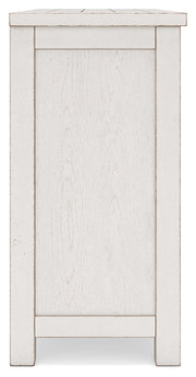 Robbinsdale Antique White Counter Height Dining Table and 4 Barstools with Storage from Ashley - Luna Furniture