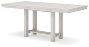 Robbinsdale Antique White Counter Height Dining Table and 6 Barstools and Bench with Storage from Ashley - Luna Furniture