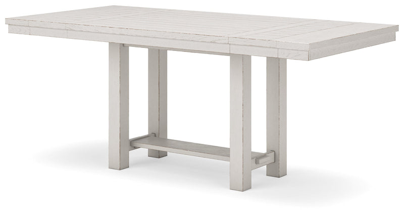 Robbinsdale Antique White Counter Height Dining Table and 6 Barstools and Bench with Storage from Ashley - Luna Furniture