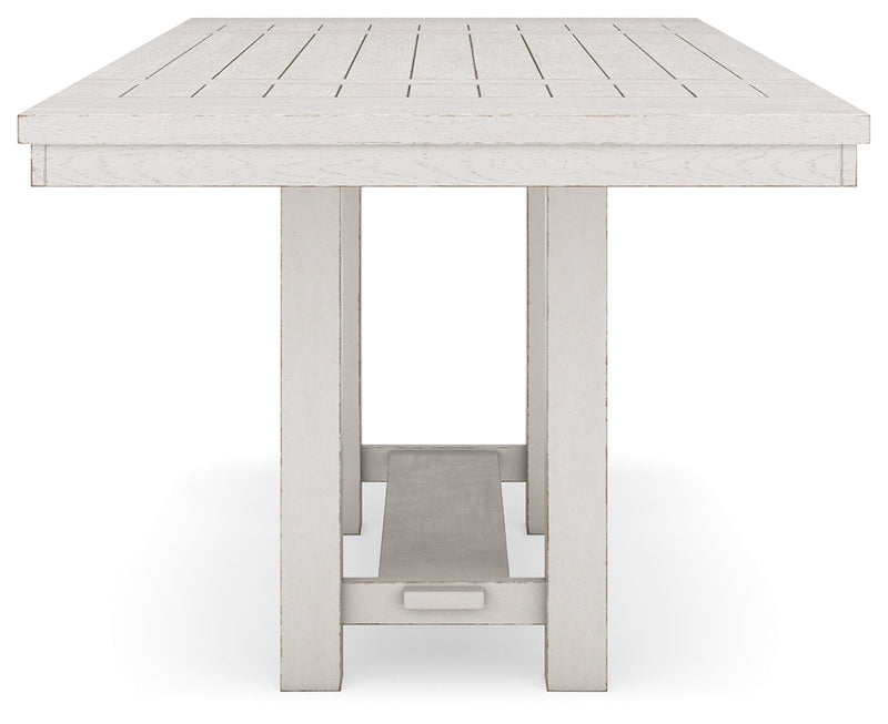 Robbinsdale Antique White Counter Height Dining Table and 6 Barstools and Bench with Storage from Ashley - Luna Furniture