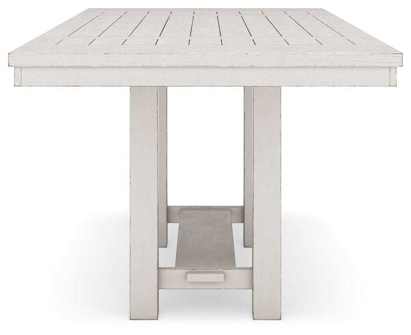 Robbinsdale Antique White Counter Height Dining Table and 6 Barstools and Bench with Storage from Ashley - Luna Furniture