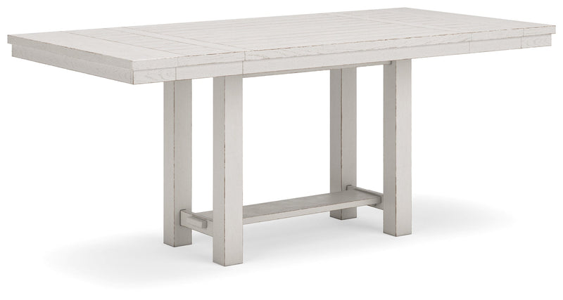 Robbinsdale Antique White Counter Height Dining Table and 6 Barstools and Bench with Storage from Ashley - Luna Furniture