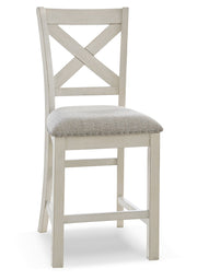 Robbinsdale Antique White Counter Height Dining Table and 6 Barstools and Bench with Storage from Ashley - Luna Furniture