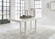Robbinsdale Antique White Counter Height Dining Table and 6 Barstools and Bench with Storage from Ashley - Luna Furniture