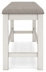 Robbinsdale Antique White Counter Height Dining Table and 6 Barstools and Bench with Storage from Ashley - Luna Furniture