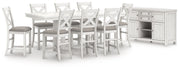Robbinsdale Antique White Counter Height Dining Table and 8 Barstools with Storage from Ashley - Luna Furniture