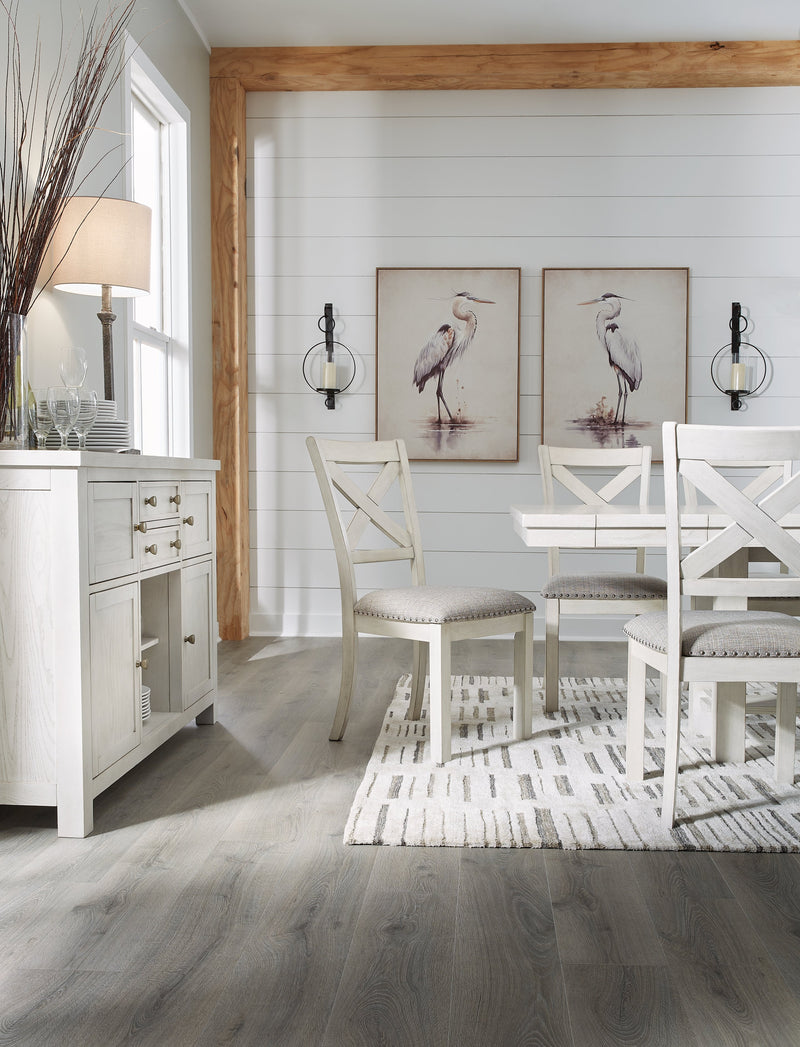Robbinsdale Dining Table and 4 Chairs with Storage in Antique White - PKG020814