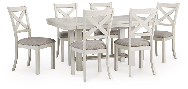 Robbinsdale Dining Table and 6 Chairs in Antique White - PKG020810