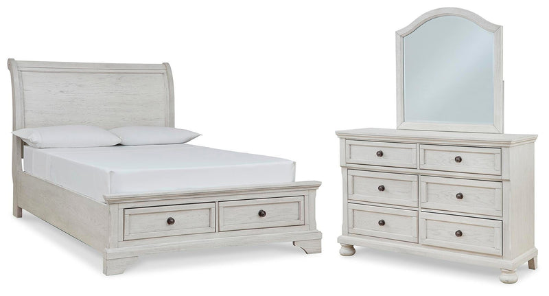 Robbinsdale Full Sleigh Storage Bed, Dresser and Mirror - B742B15