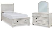 Robbinsdale Twin Sleigh Storage Bed, Dresser and Mirror - B742B14