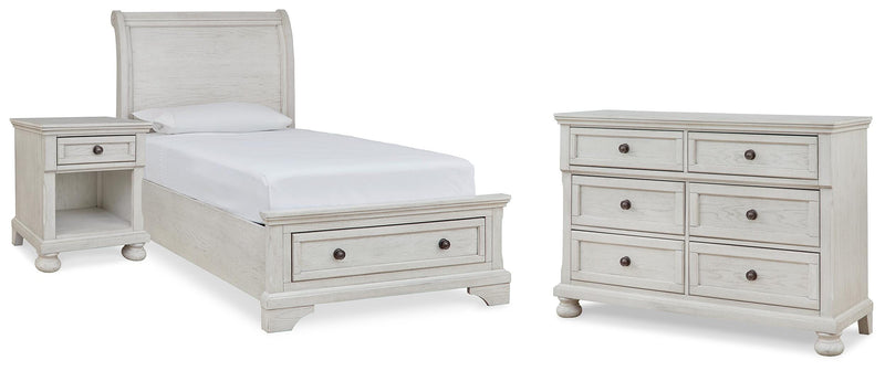 Robbinsdale Twin Sleigh Storage Bed, Dresser and Nightstand - B742B47