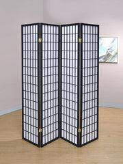 Roberto 4-Panel Room Divider Folding Shoji Screen Black - 4624