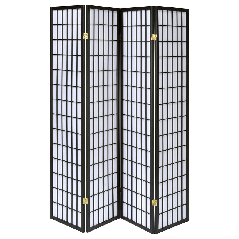 Roberto 4-Panel Room Divider Folding Shoji Screen Black - 4624