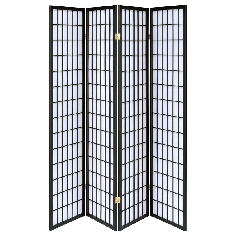 Roberto 4-Panel Room Divider Folding Shoji Screen Black - 4624
