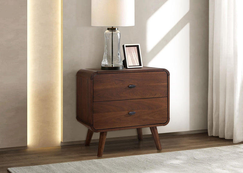 Robyn 2-drawer Nightstand Bedside Table Dark Walnut - 205132