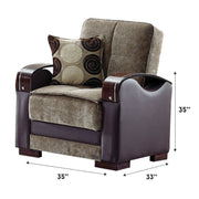 Rochester 35 in. Convertible Sleeper Chair in Light Brown with Storage - Gate FurnitureLiving Room Chair