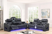 Rock Star - Black Power Recliner with Power Headrest, Storage Armrest, LED Light, Cup Holder, USB Charger, Zero Gravity - L652-R