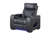 Rock Star - Black Power Recliner with Power Headrest, Storage Armrest, LED Light, Cup Holder, USB Charger, Zero Gravity - L652-R