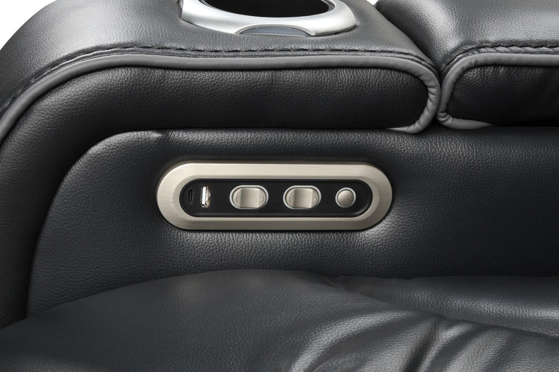 Rock Star - Black Power Reclining with Power Headrest, Drop Down Table, Wireless Charger, Storage Console, Bluetooth Speaker, Subwoofer, Storage Armrest, LED Light, Cup Holder, USB Charger, Zero Gravity - L652-SLR