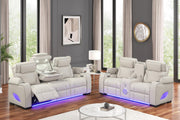 Rock Star - Gray Power Recliner Loveseat with Power Headrest, Storage Console, Bluetooth Speaker, Subwoofer, Storage Armrest, LED Light, Cup Holder, USB Charger, Zero Gravity - L653-L