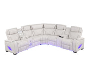 Rock Star - Gray Power Recliner Sectional with Power Headrest, Storage Console, Bluetooth Speaker, Subwoofer, Wireless Charger, Pull Out Cup Holder, Storage Armrest, Tube LED Light, Zero Gravity, USB Charger - S396-Sectional