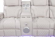 Rock Star - Gray Power Recliner Sectional with Power Headrest, Storage Console, Bluetooth Speaker, Subwoofer, Wireless Charger, Pull Out Cup Holder, Storage Armrest, Tube LED Light, Zero Gravity, USB Charger - S396-Sectional