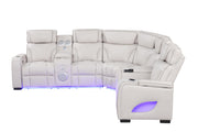 Rock Star - Gray Power Recliner Sectional with Power Headrest, Storage Console, Bluetooth Speaker, Subwoofer, Wireless Charger, Pull Out Cup Holder, Storage Armrest, Tube LED Light, Zero Gravity, USB Charger - S396-Sectional