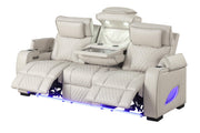 Rock Star - Gray Power Recliner Sofa with Power Headrest, Drop Down Table, Wireless Charger, Storage Armrest, LED Light, Cup Holder, USB Charger, Zero Gravity - L653-S