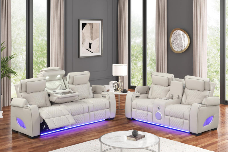 Rock Star - Gray Power Recliner with Power Headrest, Storage Armrest, LED Light, Cup Holder, USB Charger, Zero Gravity - L653-R