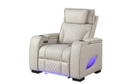 Rock Star - Gray Power Recliner with Power Headrest, Storage Armrest, LED Light, Cup Holder, USB Charger, Zero Gravity - L653-R
